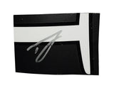 Autographed 2023 Ty Gibbs #19 He Gets Us race-used composite NASCAR sheet metal from his Atlanta Joe Gibbs Racing Toyota. This hand-signed collectible is roughly the size of a standard trading card, fits inside a plastic toploader for protection and display, and includes a certificate of authenticity.