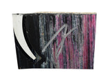 Autographed 2023 Ty Gibbs #19 He Gets Us race-used composite NASCAR sheet metal from his Charlotte crash car. This hand-signed collectible is roughly the size of a standard trading card, fits inside a plastic toploader for protection and display, and includes a certificate of authenticity.