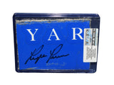 Displayed autographed Ryan Preece #41 United Rentals race-used composite NASCAR sheet metal from the 2024 Phoenix car with visible racing wear. Housed inside a protective plastic toploader, this trading-card-size collectible makes a great gift for Ryan Preece fans and motorsports memorabilia collectors.