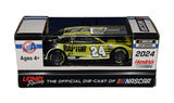 Collectible 2024 William Byron autographed #24 Raptor Camaro Lionel NASCAR diecast car in 1/64 scale. This miniature Hendrick Motorsports Chevrolet features the recognizable Raptor racing design, Byron’s signature, and a COA, making it a great gift for NASCAR enthusiasts and collectors of signed #24 racing memorabilia.