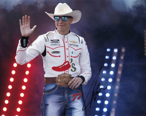 Autographed 2025 Carson Hocevar #77 Chili’s Racing Ride The Dente Bristol Driver Intros photo featuring his bright Chili’s scheme, smiling pose, and included COA. A vibrant collectible for racing fans that also makes a great gift. We are always here to help with any questions.