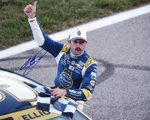 Autographed 8x10 photo of Chase Elliott holding the checkered flag after winning the 2025 Kansas Playoff race in the Kelley Blue Book No. 9 car. A standout collectible and a great gift for NASCAR fans. Includes COA, and we are always here to help with any questions.