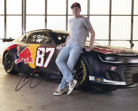 Autographed 2025 Connor Zilisch #87 Red Bull Racing Trackhouse 8x10 photo showing his Cup Series rookie car and bold signature across the glossy surface. A standout collectible that makes a great gift for NASCAR fans. We are always here to help with any questions.