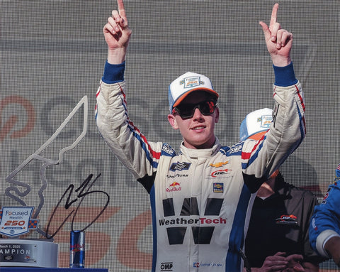 Autographed 8x10 photo of Connor Zilisch in Victory Lane after his 2025 COTA win with the #88 WeatherTech Racing team. The clear signature enhances its collectible value, and the moment captures a key milestone in his rising career. It makes a great gift, and we are always here to help with any questions.