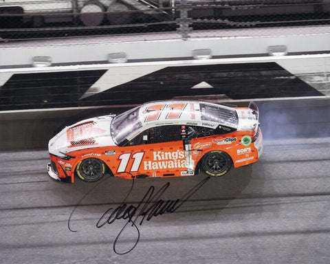 Autographed 8x10 photo featuring Denny Hamlin’s 2025 King’s Hawaiian No. 11 Toyota at Daytona Speedway, showcasing the bold orange design and crisp track details. A strong NASCAR collectible that makes a great gift for fans, complete with COA. We are always here to help with any questions.