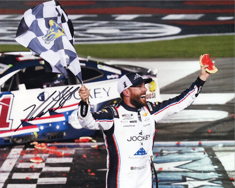 Autographed 8x10 photo of Ross Chastain celebrating his 2025 Coca-Cola 600 win with his signature watermelon smash beside the #1 Jockey Chevrolet. A standout collectible that makes a great gift for racing fans, and we are always here to help with any questions.