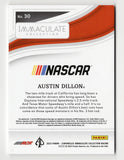 A premium signed NASCAR collectible featuring Austin Dillon, driver of the iconic No. 3 Richard Childress Racing Chevrolet. This 2023 Panini Chronicles Immaculate trading card carries Dillon's autograph, serial number 08 of 50, and a Certificate of Authenticity, making it a great gift for racing enthusiasts and memorabilia collectors.