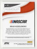 A signed Brad Keselowski 2023 Panini Chronicles Racing Immaculate trading card featuring serial number 62 of 75 and an accompanying Certificate of Authenticity. Celebrating the NASCAR Cup Series and Xfinity Series champion, this numbered NASCAR collectible makes a great gift for Brad Keselowski fans, RFK Racing supporters, and autograph collectors.