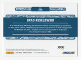 An autographed Brad Keselowski 2024 Donruss Racing Red & Blue Playoff Bound As An Owner trading card honoring his leadership at RFK Racing. Showcasing colorful insert styling, Keselowski's signature, and an accompanying Certificate of Authenticity, this NASCAR collectible makes a great gift for racing fans and memorabilia collectors.