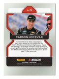 Close-up image of signed Carson Hocevar 2022 Panini Prizm NASCAR Truck Series rookie card, showcasing reflective finish, sharp design, and racing detail, perfect for fans and collectors looking to add a high-quality modern rookie collectible to their display or give as a gift.