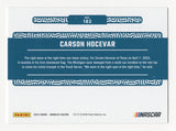 Close-up image of signed Carson Hocevar 2024 Donruss NASCAR trading card highlighting his Texas Truck Series win, showcasing sharp design, vibrant detail, and racing history, perfect for fans and collectors looking to add a meaningful modern collectible to their display or give as a great gift.