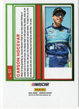 Close-up image of signed Carson Hocevar 2025 Donruss NASCAR trading card highlighting the #77 Delaware Life Spire Motorsports car, featuring sharp design, vibrant detail, and racing imagery, perfect for fans and collectors looking to add a modern motorsports collectible to their display or give as a great gift.