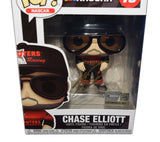 Close-up of the signed Chase Elliott #9 Hooters Racing NASCAR Funko Pop #18 showcasing the authentic autograph, distinctive No. 9 Hooters design, detailed Funko styling, and included Certificate of Authenticity. An eye-catching collectible celebrating the NASCAR Cup Series Champion and Hendrick Motorsports driver.