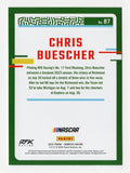 An autographed Chris Buescher 2024 Donruss Racing Richmond Burnout NASCAR trading card celebrating his victory at Richmond Raceway during the 2023 Cup Series season. Showcasing the RFK Racing driver's signature and accompanied by a Certificate of Authenticity, this collectible makes a great gift for NASCAR enthusiasts and racing memorabilia collectors.