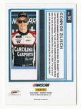 Detailed view of the Connor Zilisch signed 2025 Donruss Racing Rated Rookie Red & Blue Insert NASCAR trading card showcasing its colorful design and collectible rookie card appeal. This autographed Panini Donruss racing card comes with a Certificate of Authenticity and makes a great gift for NASCAR enthusiasts and collectors.