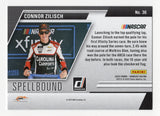 Detailed view of the Connor Zilisch signed 2025 Donruss Racing Spellbound Letter L NASCAR trading card showcasing the collectible letter insert design. This autographed Panini Donruss racing card comes with a Certificate of Authenticity and makes a great gift for NASCAR enthusiasts, Connor Zilisch fans, and collectors assembling Spellbound card sets.