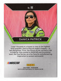 Detailed view of the Danica Patrick signed 2022 Panini Prizm Racing Icons NASCAR trading card celebrating her historic accomplishments in motorsports. This autographed Panini Prizm collectible comes with a Certificate of Authenticity and makes a great gift for NASCAR enthusiasts, Danica Patrick fans, and collectors of signed racing memorabilia.