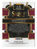 Signed Denny Hamlin 2024 Panini Select Racing Grandstand trading card featuring the iconic No. 11 FedEx race car, authentic autograph, included Certificate of Authenticity, and rigid plastic toploader. An outstanding collectible for dedicated NASCAR enthusiasts and card collectors.