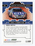 Signed Greg Biffle 2009 Press Pass Stealth NASCAR card showcasing the Citi Financial Nationwide Series car design. The compact format makes it perfect for protective storage or framed display. A great gift option for collectors who appreciate NASCAR trading cards and key moments from Greg Biffle’s racing career.