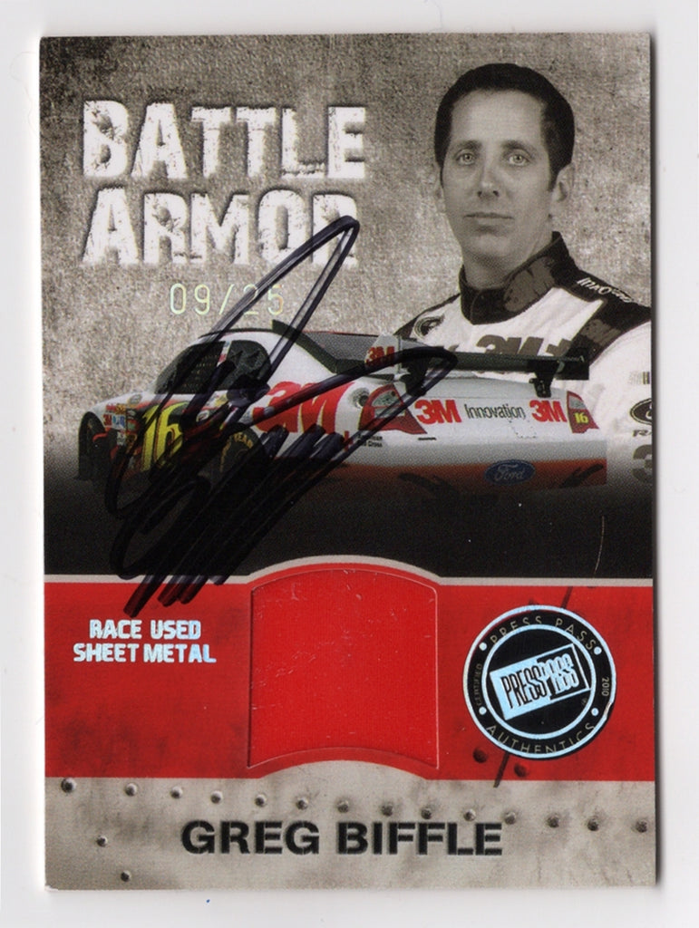 Signed Greg Biffle 2010 Press Pass Stealth Battle Armor #09/25 Card ...