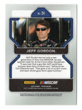 Detailed view of the Jeff Gordon signed 2022 Panini Prizm Racing #24 Pepsi Max NASCAR trading card highlighting his autograph and memorable Pepsi Max racing paint scheme. Accompanied by a Certificate of Authenticity, this collectible makes a great gift for Jeff Gordon supporters and collectors of NASCAR driver autographs and racing trading cards.
