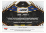 Detailed view of the Kyle Larson signed 2024 Panini Select Racing Sights of Victory trading card highlighting his autograph and memorable Las Vegas NASCAR win burnout. Accompanied by a Certificate of Authenticity, this collectible makes a great gift for NASCAR enthusiasts and collectors of Kyle Larson racing memorabilia.