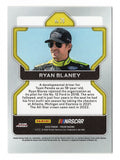 Detailed view of the Ryan Blaney signed 2022 Panini Prizm Racing NASCAR trading card highlighting his autograph and collectible racing card design. Accompanied by a Certificate of Authenticity, this signed NASCAR collectible makes a great gift for Ryan Blaney supporters and collectors of Team Penske memorabilia and driver autographs.