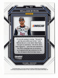 Detailed view of the William Byron signed 2023 Panini Prizm Racing NASCAR trading card highlighting his autograph and collectible racing card design. Accompanied by a Certificate of Authenticity, this signed NASCAR collectible makes a great gift for William Byron supporters and collectors of Hendrick Motorsports memorabilia and driver autographs.