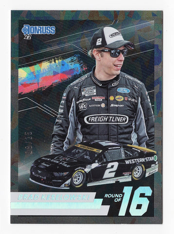 Brad Keselowski 2022 Donruss Racing CRACKED ICE PARALLEL Card - Limited to 25, a collectible celebrating Keselowski's triumphs.