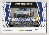 Brad Keselowski 2024 Donruss Racing Pedal to the Metal Rare Gold Insert #09/10. Featuring race-used sheetmetal, this limited-edition NASCAR collectible is a must-have for enthusiasts, with only 10 made.