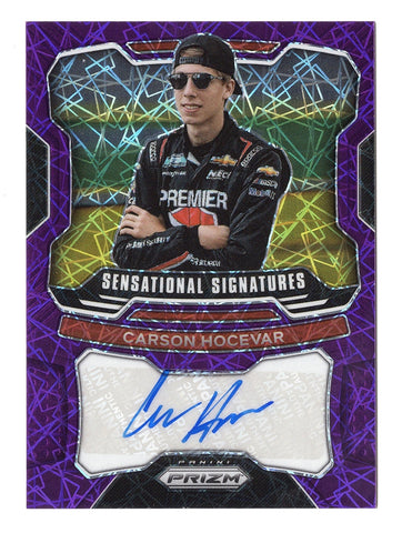 Carson Hocevar 2022 Panini Prizm Racing PURPLE VELOCITY ROOKIE AUTOGRAPH Signed NASCAR Collectible Insert Trading Card #07/99