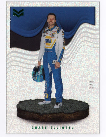 Chase Elliott 2023 Panini Chronicles Racing Magnitude Green Speckle NASCAR Insert Card #3/5, authenticated by Panini America Inc., includes a lifetime authenticity guarantee. A spectacular collector’s item and a perfect gift for serious NASCAR fans.