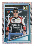 Front view of a Connor Zilisch 2025 Donruss Racing Rated Rookie Mojo NASCAR trading card individually numbered 06/25. Featuring the recognizable Rated Rookie design and distinctive Mojo parallel styling, this limited-edition collectible celebrates one of NASCAR's most promising young drivers and appeals to racing memorabilia and rookie card collectors.