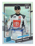 Connor Mosack 2024 Donruss Optic Racing Rated Rookie Autograph card with Silver Prizm. Featuring Mosack’s autograph and a striking finish, this limited-edition card is a must-have for NASCAR collectors. Comes with a lifetime authenticity guarantee, making it a perfect gift for fans.