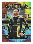 2024 Corey LaJoie Panini Select Racing Tie Dye Prizm Insert #01/25 card. This rare NASCAR collectible features a vibrant tie dye design. Only 25 cards were produced, making it an exclusive addition to any racing collection.