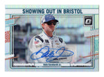 Exclusive Dale Earnhardt Jr. 2024 Donruss Optic Showing Out in Bristol Autograph trading card. Featuring the Silver Prizm finish and Earnhardt Jr.'s signature, this limited-edition NASCAR collectible captures a pivotal moment in his career. A rare gift for racing fans, with a lifetime authenticity guarantee.