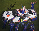 This rare autographed 2020 Daytona 500 photo of Denny Hamlin showcases his moment of glory. The 8x10 glossy image, complete with a COA, is the perfect NASCAR collectible or gift for anyone who follows the thrilling world of racing.