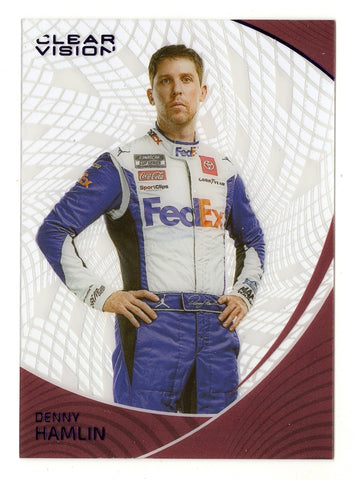 Denny Hamlin 2022 Panini Chronicles Clear Vision Racing GOLD PARALLEL Card - A limited edition collectible showcasing Denny Hamlin's racing excellence.