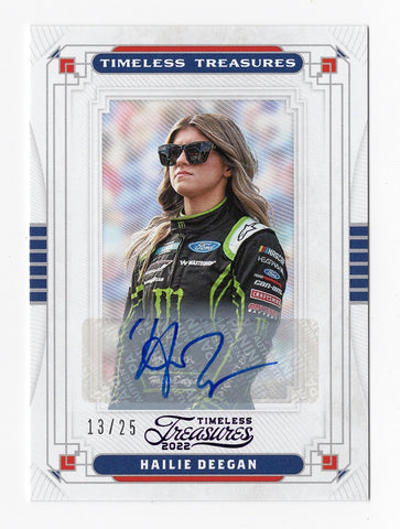 Hailie Deegan 2022 Panini Chronicles Racing TIMELESS TREASURES AUTOGRAPH Signed NASCAR Collectible Insert Trading Card #13/25 (Only 25 Made!)