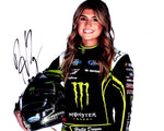 Experience the excitement of NASCAR with this autographed Hailie Deegan 2022 media day photo, capturing the essence of Monster Energy Racing.