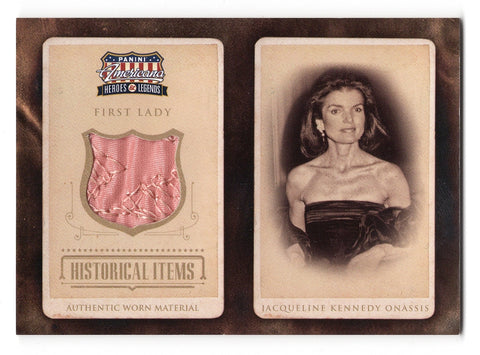 JACQUELINE KENNEDY ONASSIS Panini Americana 2012 Historical Items Card - Relic from First Lady's dress, a rare collectible for history lovers.