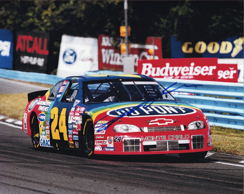 Relive NASCAR history with this autographed Jeff Gordon vintage photo from the iconic Watkins Glen road course race.