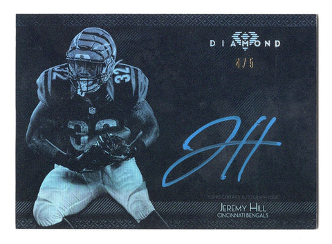 JEREMY HILL 2015 Topps Diamond Football ROOKIE AUTOGRAPH (Bengals) Blue-Ink Signed NFL Rare Collectible Trading Card #4/5