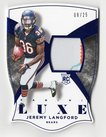 Jeremy Langford 2015 Panini Luxe Football Rookie Jersey Relic Card