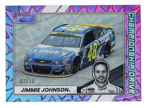 Jimmie Johnson 2022 Donruss Racing CHAMPIONSHIP DRIVE Card - A rare parallel insert honoring racing excellence.