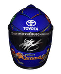 AUTOGRAPHED 2019 Kyle Busch #18 M&M's Caramel (Joe Gibbs Racing) Signed Official Replica NASCAR Collectible Mini Helmet with COA