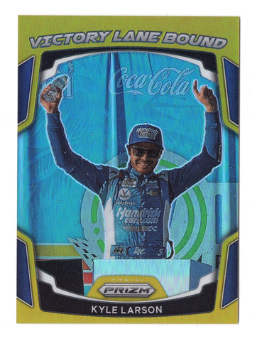 Kyle Larson 2022 GOLD PRIZM (Victory Lane Bound) Auto Club Win Card - Rare NASCAR collectible celebrating victory with a stunning gold finish.