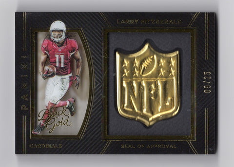 Larry Fitzgerald 2016 Panini Black Gold Football SEAL OF APPROVAL Card