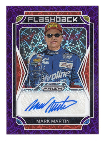 Mark Martin 2022 Panini Prizm Racing FLASHBACK PURPLE VELOCITY AUTOGRAPH Signed NASCAR Collectible Insert Trading Card #29/99 (Only 99 Made!)