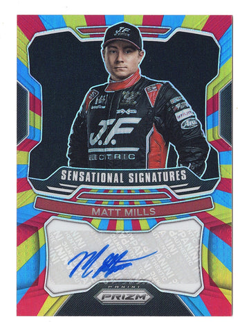Matt Mills 2022 Panini Prizm Racing RAINBOW PRIZM ROOKIE AUTOGRAPH Rare Signed NASCAR Collectible Insert Trading Card #02/24 (Only 24 Made!)